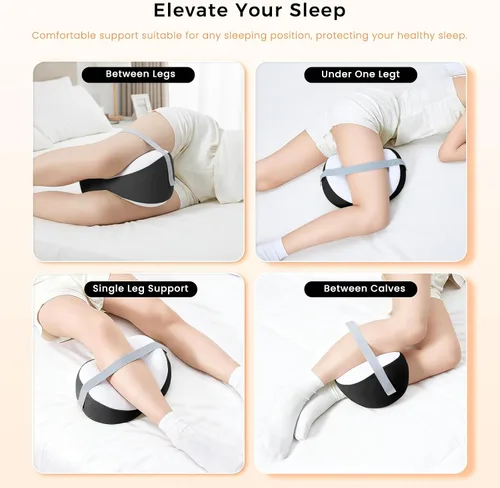Vista 6 de Almohada de rodilla para dormir de lado, almohada de espuma viscoelástica para dormir de lado, correa ajustable y funda lavable extraíble