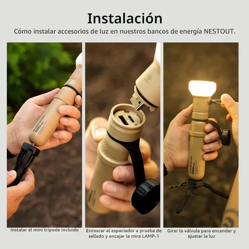 Vista 10 de ELECOM NESTOUT - Linterna de panel LED para acampar al aire libre con mini trípode, luz LED regulable alimentada por USB, resistente al agua y polvo