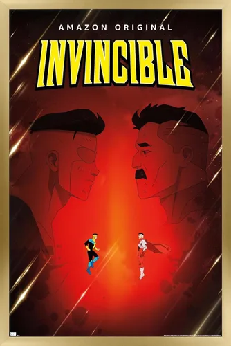 Vista 14 de Invincible - Póster de pared de una hoja de padre e hijo, 22.4 pulgadas de largo x 14.7 pulgadas de ancho, versión enmarcada de madera de granero