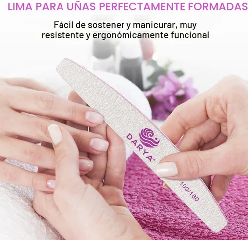 Vista 7 de DARYA Limas de uñas (12 piezas) de doble cara de grano 100/180 para uñas acrílicas, lima de uñas naturales, duraderas, lavables, lima de uñas