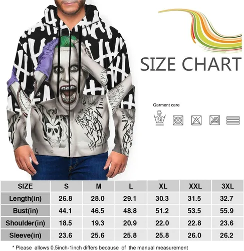 Vista 4 de DIYYAO The Joker - Sudadera con capucha y cremallera para hombre, con bolsillo