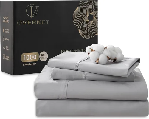 Vista 21 de Sábanas de algodón egipcio tamaño matrimonial de 1000 hilos, tejido satinado, suave, transpirable, bolsillo profundo de 16 pulgadas, 4 piezas
