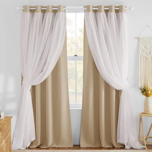 Vista 14 de NICETOWN Cortinas opacas para cuarto de bebé, dormitorio, sala de estar, cortinas opacas aplastadas de 84 pulgadas de largo, cortinas de granja