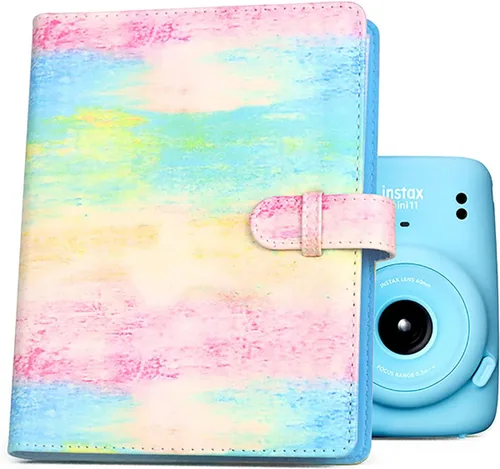 Vista 9 de Rieibi Mini álbum de fotos de 96 bolsillos, cartera de piel sintética para Fujifilm Instax Mini Evo/11/8/9/7S/25/70/90, patrón de frutas verdes, 16