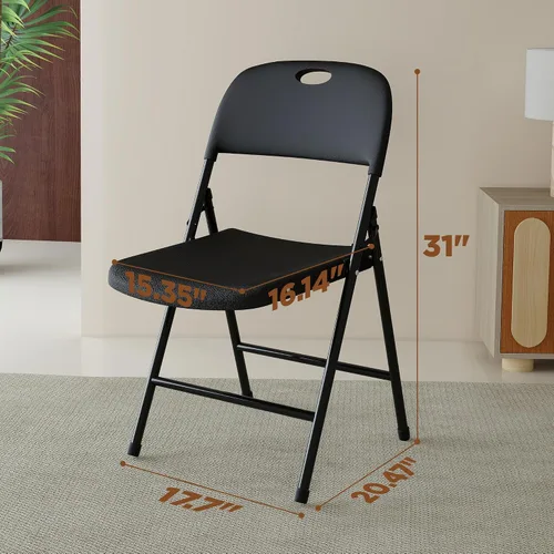 Vista 3 de Sillas plegables, silla plegable de plástico, sillas plegables de metal resistente de plástico para exteriores, asiento comercial plegable