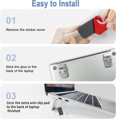 Vista 8 de Mini soporte portátil para teclado de computadora de escritorio, elevador de teclado de aleación de zinc con 2 ángulos ajustables, elevador plegable