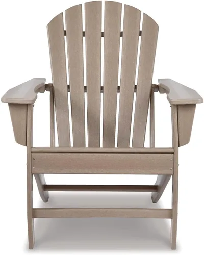 Vista 4 de Diseño de autor por Ashley - Silla para patio exterior Sundown Treasure Adirondack de HDPE, color marrón claro