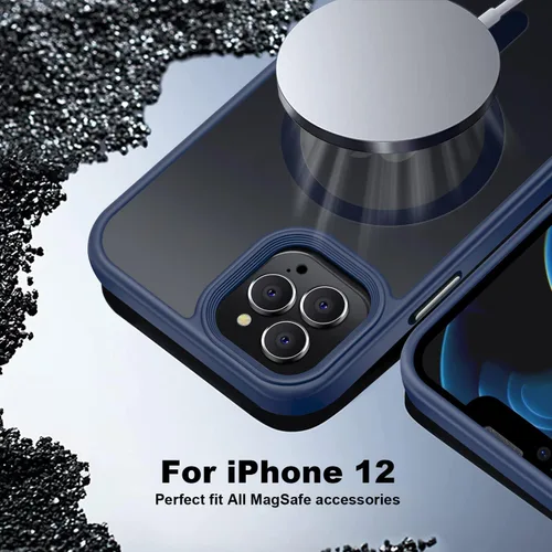 Vista 4 de Funda magnética para iPhone 12 Pro Max, [Probada contra caídas de grado militar] [Compatible con MagSafe] Cubierta protectora delgada, Funda mate a