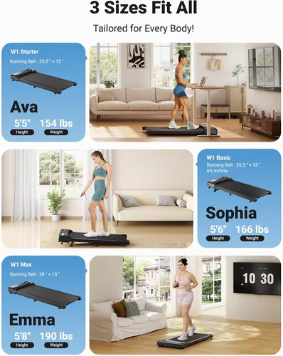 Vista 5 de THERUN Caminadora para debajo del escritorio, capacidad de peso de 265 libras, control remoto Negro claro