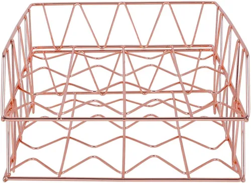 Vista 4 de Juego de 2 bandejas de metal apilables para documentos y cartas, organizador de escritorio, Rose gold