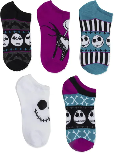 Vista 5 de Disney Women's Nightmare Before Christmas No Show Socks (5 Pack)