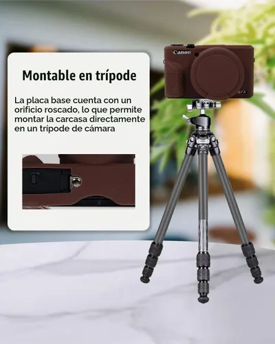 Vista 5 de Funda para cámara Canon G7X Mark III con correa para la muñeca Marrón