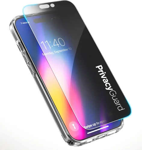 Vista 2 de ENCASED Funda de privacidad, diseñada para iPhone 15 Pro Max (2023), funda transparente delgada con protector de pantalla antiespía, vidrio templado
