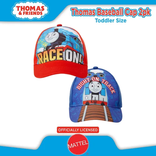 Vista 3 de Nickelodeon - Gorra de béisbol para niños pequeños, 2 unidades, diseño de Thomas The Train, Beísbol, 2-4T, Thomas RedBlue