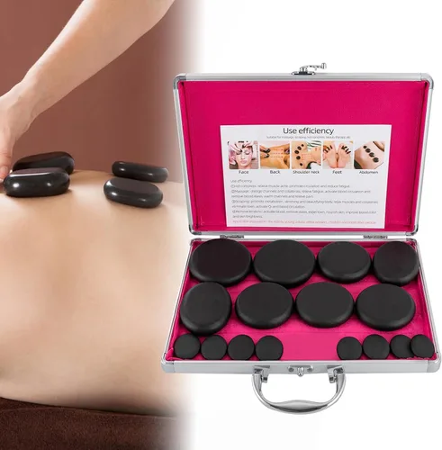 Vista 3 de SHZICMY Hot Stones - Juego de masaje, 16 piedras calientes de basalto con kit de calentador para spa profesional o en casa, relajación, curación