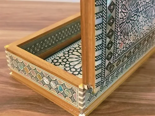Vista 9 de Joyero de madera con incrustaciones de madre perla egipcia, hecho a mano (8.8 x 5.8 x 2.8 pulgadas M05)