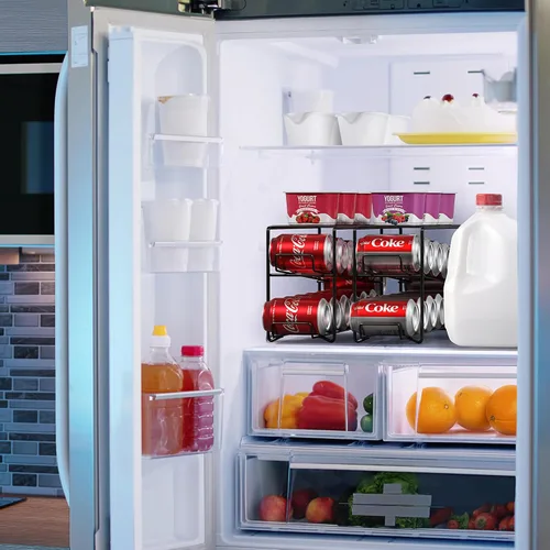 Vista 3 de Sorbus Soda - Dispensador y organizador de bebidas para 12 latas estándar de 12 onzas, compatible con refrigerador (1 paquete, negro)