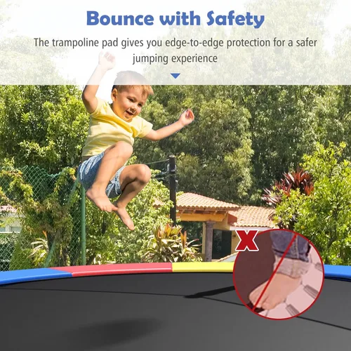 Vista 2 de GYMAX Funda de resorte para trampolín, 8/10/12/14/15/16 pies, almohadilla de seguridad de repuesto para trampolín, impermeable y resistente al