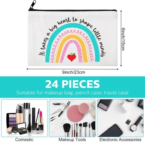 Vista 4 de 24 bolsas de maquillaje de Navidad para profesores, regalo inspirador a granel para profesores, enfermeras, trabajadores sociales, cuidadores