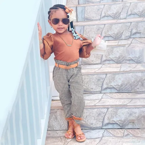 Vista 41 de GOOCHEER Conjunto de ropa de manga larga para niña pequeña, camisa y pantalones para niña, conjunto de ropa de primavera, otoño e invierno
