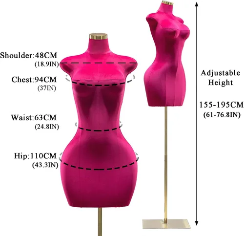 Vista 5 de Torso de maniquí femenino con curvas de tamaño grande, forma de vestido de cuerpo ajustable con base cuadrada de metal, pantalla de cuerpo completo