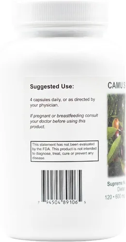 Vista 4 de Supreme Nutrition Camu Supreme, 120 cápsulas vegetarianas de fruta Camu Camu pura