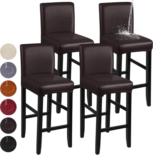 Vista 14 de YISUN - Fundas para taburete de bar, mezcla de forro polar elástico y poliéster, lavables y removibles, para taburete de bar y silla alta, con Beige