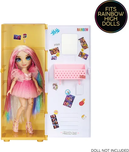 Vista 5 de Rainbow High Design & Style Locker Playset con estantes, perchas, accesorios y calcomanías, regalo de juguete para niños de 4 a 12 años en adelante