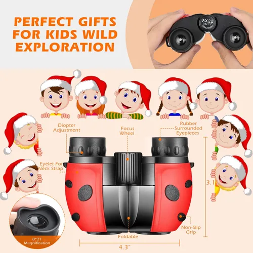 Vista 2 de Mini prismáticos compactos para niños – 8 x 21 zoom niños binoculares juguete regalo a prueba de golpes para niños 3 4 5 6 7 8 9 10 11 12 13 años
