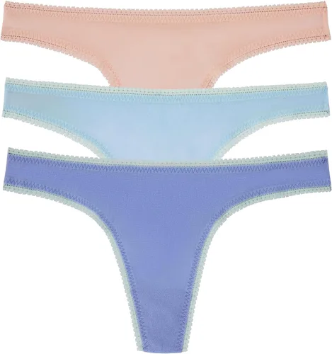 Vista 7 de OnGossamer Tanga G de malla OnGossamer para mujer, paquete de 3 Negro