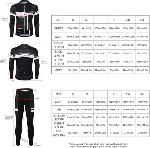 Vista 8 de INBIKE Men's Cycling Jersey Set Moisture Wicking Breathable Full Zip Long Sleeve Bike Shirt with 3D Padded Sports Pants