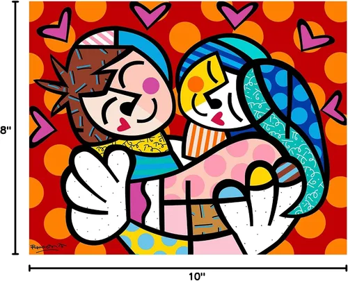 Vista 6 de Britto Póster de arte de pared con diseño de "Embrace", 8 x 10 pulgadas, decoración moderna de la casa, firmado digitalmente por el icónico artista