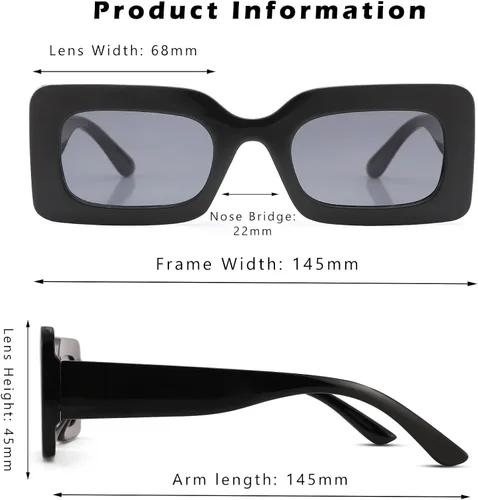 Vista 3 de Braylenz Gafas de sol rectangulares de moda para mujer marco cuadrado estrecho 100 bloqueo UV