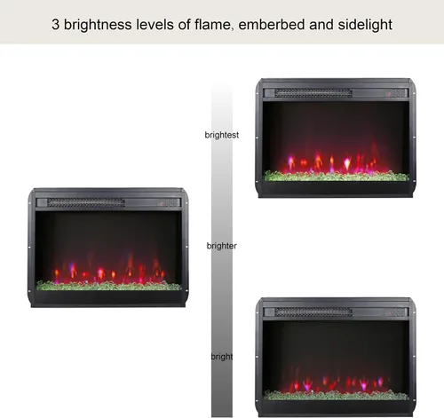 Vista 4 de Insertos de chimenea eléctrica de 23 pulgadas, insertos de chimenea para chimenea existente con 8 colores de llama, insertos de chimenea de 1400 W