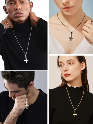 Vista 2 de PROSTEEL Inverted Cross/Leviathan Cross Pendant Necklace for Men Women Negro