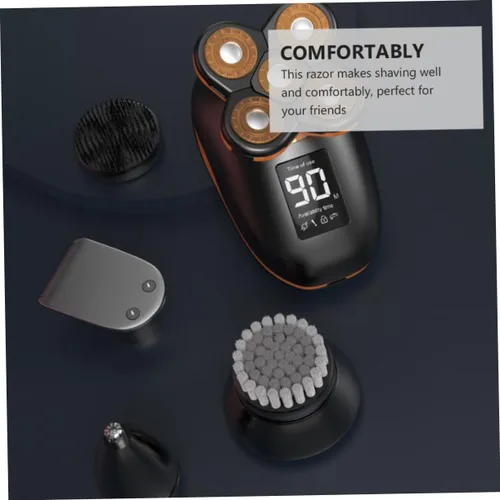 Vista 8 de Beavorty 1pc de cinco cabezas recargable afeitadora autoservicio para hombres, diseño de materiales, novio, papá, marido, negro