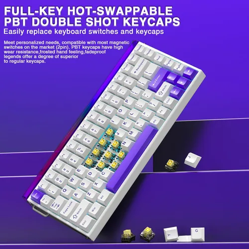 Vista 7 de Aula Hero 84 HE - Teclado mecánico para juegos al 75% con cable, interruptores magnéticos, teclado de efecto Hall intercambiable en caliente, modo