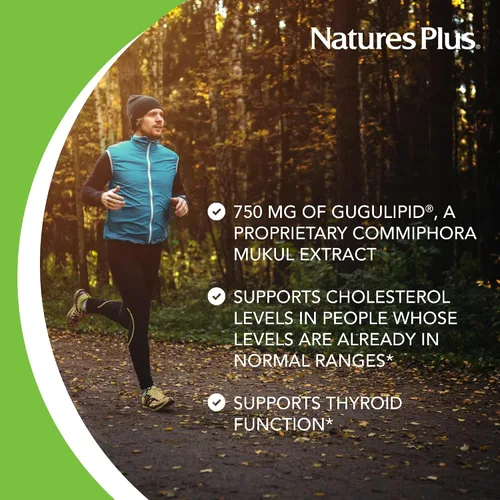 Vista 4 de NaturesPlus Herbal Actives Gugulipid, liberación prolongada, 1000 mg, 2.5% de guggulsteronas, 30 tabletas veganas, suplemento botánico ayurvédico