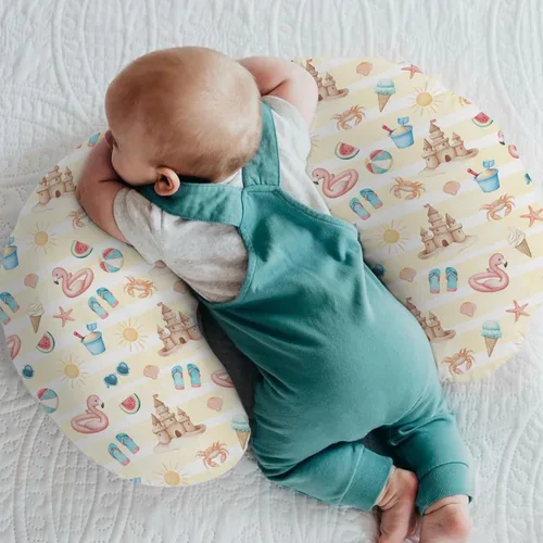 Vista 2 de Fundas de almohada de lactancia para niños y niñas, para verano, playa, helado, arena, flamenco, sol, guardería, almohadas para lactancia materna
