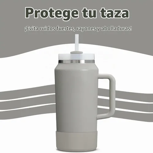 Vista 5 de Jmoe USA Funda para vaso Stanley Quencher H2.0 FlowState de 64 onzas con asa, silicona sin BPA, protector de funda para la parte inferior