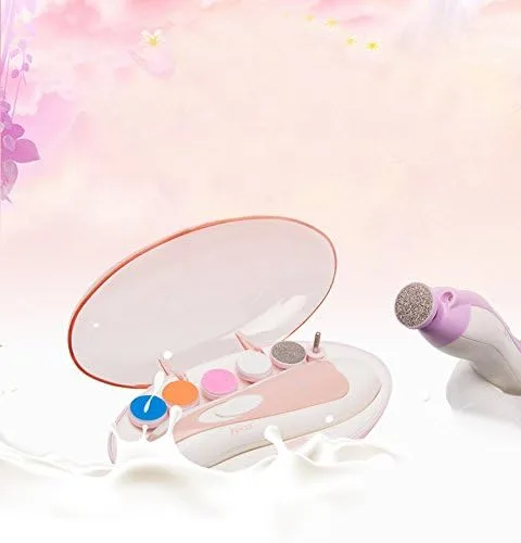 Vista 2 de Multifuncional Infant Boys Girls eléctrico Grinder de uñas Nail Trimmer Clipper Kids Nail Care conjuntos Manicura Herramientas, Rosado claro, 100