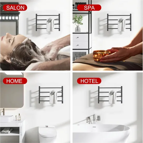 Vista 7 de Toalleros térmicos para baño, calentadores eléctricos de toallas para montar en la pared con temporizador y control de temperatura, calentador