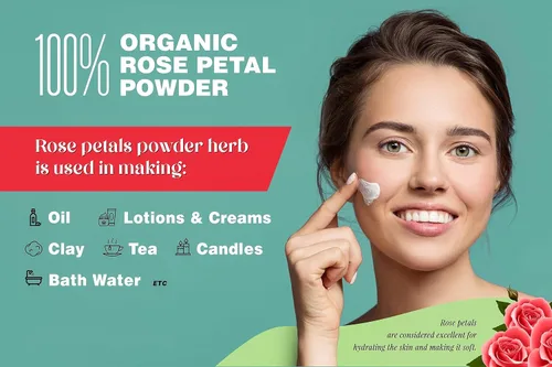 Vista 7 de Polvo de pétalos de rosa para formulación de mascarilla facial/capilar, piel 100% orgánica 3.53 oz (3.53 onzas) Henna Cosmetics
