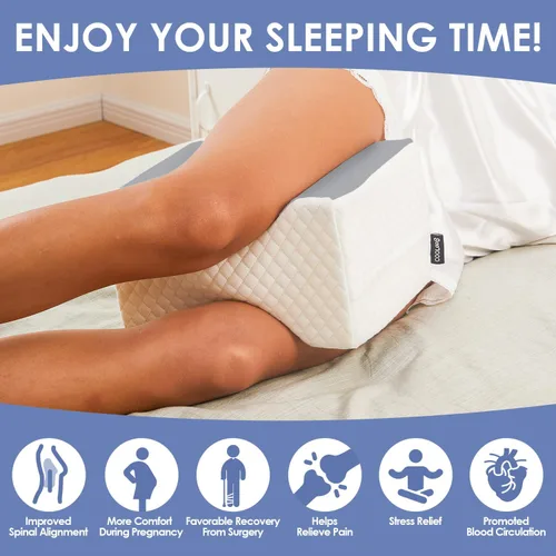 Vista 3 de Almohada de rodilla para dormir de lado, almohada de piernas para dormir de lado, almohada de columna vertebral suave para ciática, alivio del dolor