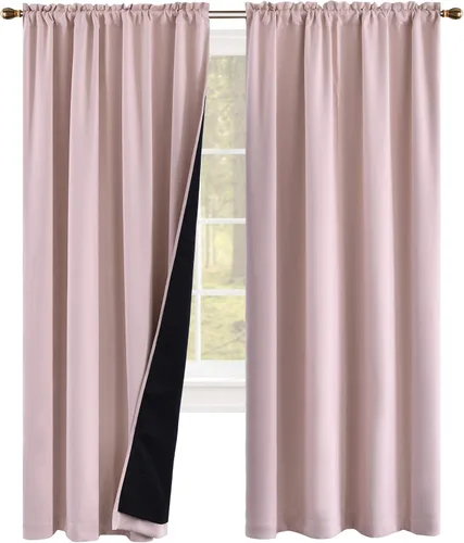 Vista 11 de KEQIAOSUOCAI Aqua - 100 cortinas opacas con forro negro para dormitorio, paneles de cortina totalmente opacas para sala de estar, cortinas aislantes