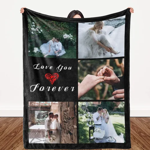 Vista 16 de Manta personalizada regalo conmemorativo con collage de texto fotográfico: fabricada en Estados Unidos, 10 fotos, manta personalizada con mis