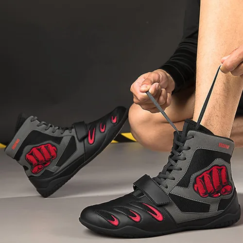 Vista 3 de UKUBAG Zapatos de lucha libre para hombre, tenis de boxeo ligeros, zapatos de lucha de boxeo, zapatos deportivos casuales