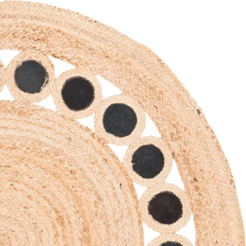 Vista 7 de SAFAVIEH Natural Fiber Round Collection NF370Z - Alfombra redonda de yute y cuero de 3 pies, hecha a mano, color beige y negro