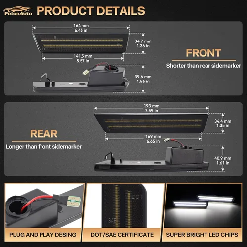 Vista 3 de Luces LED blancas de marcador lateral para Dodge Challenger 2008 2009 2010 2011 2012 2013 2014 luces reflectoras de señal de parachoques delantero