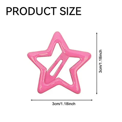 Vista 6 de 10 pinzas para el cabello con forma de estrella roja clara, pasadores para el cabello para niñas, pinzas pequeñas Y2K, antideslizantes, estrellas